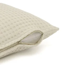 Housse de coussin carrée coton nid d'abeille (40 x 40 cm) Maya Beige pampa