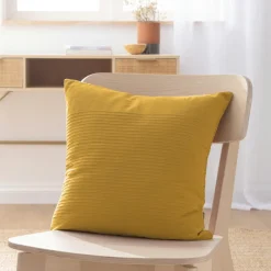 Housse de coussin carrée coton tissé (40 x 40 cm) Léa Jaune safran