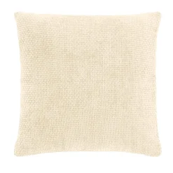 Housse de coussin carrée velours chenille en relief (40 x 40 cm) Leo Ecru