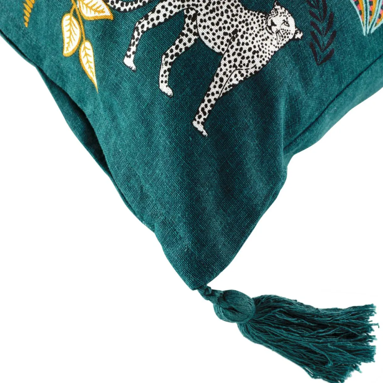 Housse de coussin coton pompons (40 x 40 cm) Malaga Bleu canard