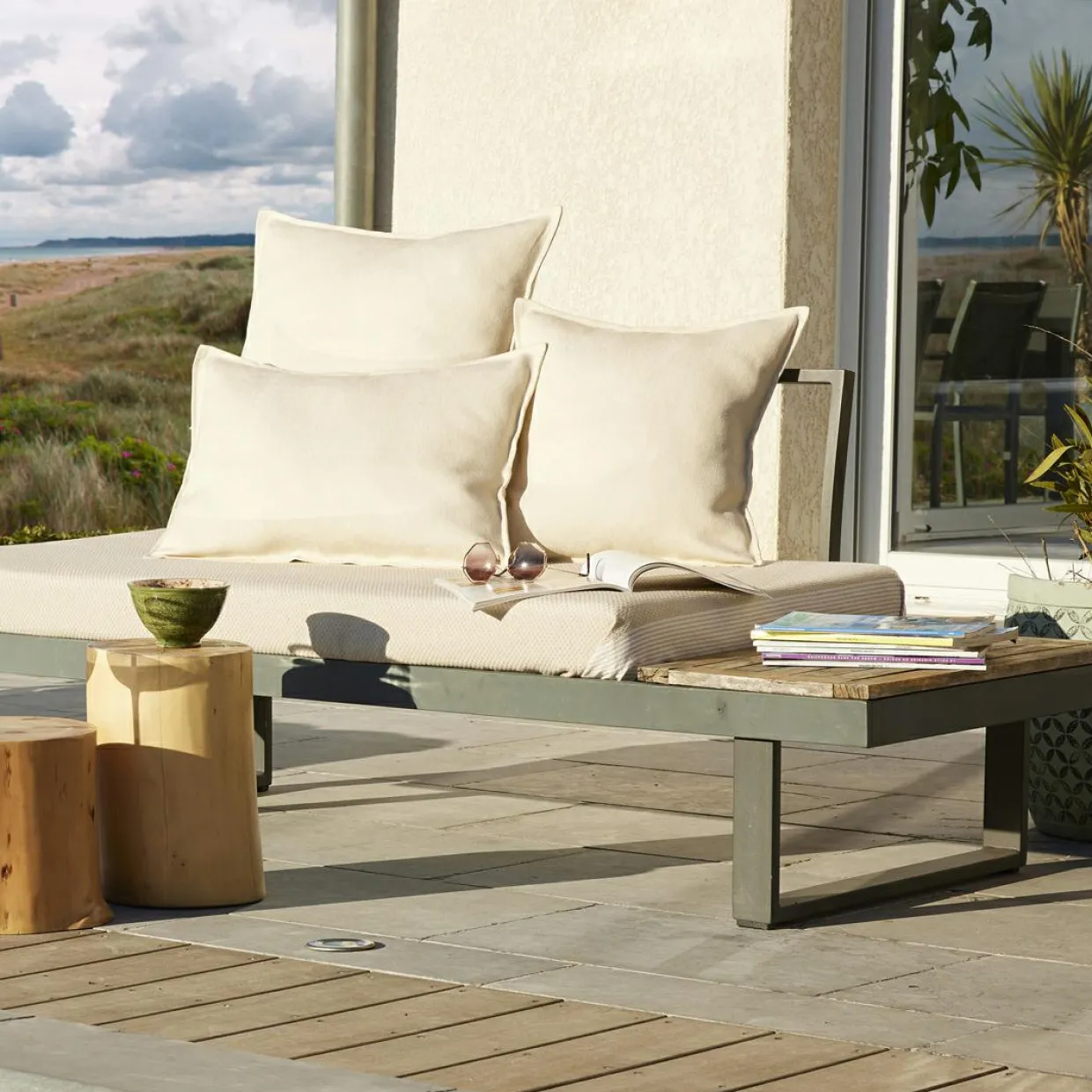 Housse de coussin extérieur rectangulaire (40 x 60 cm) Naia Ecru