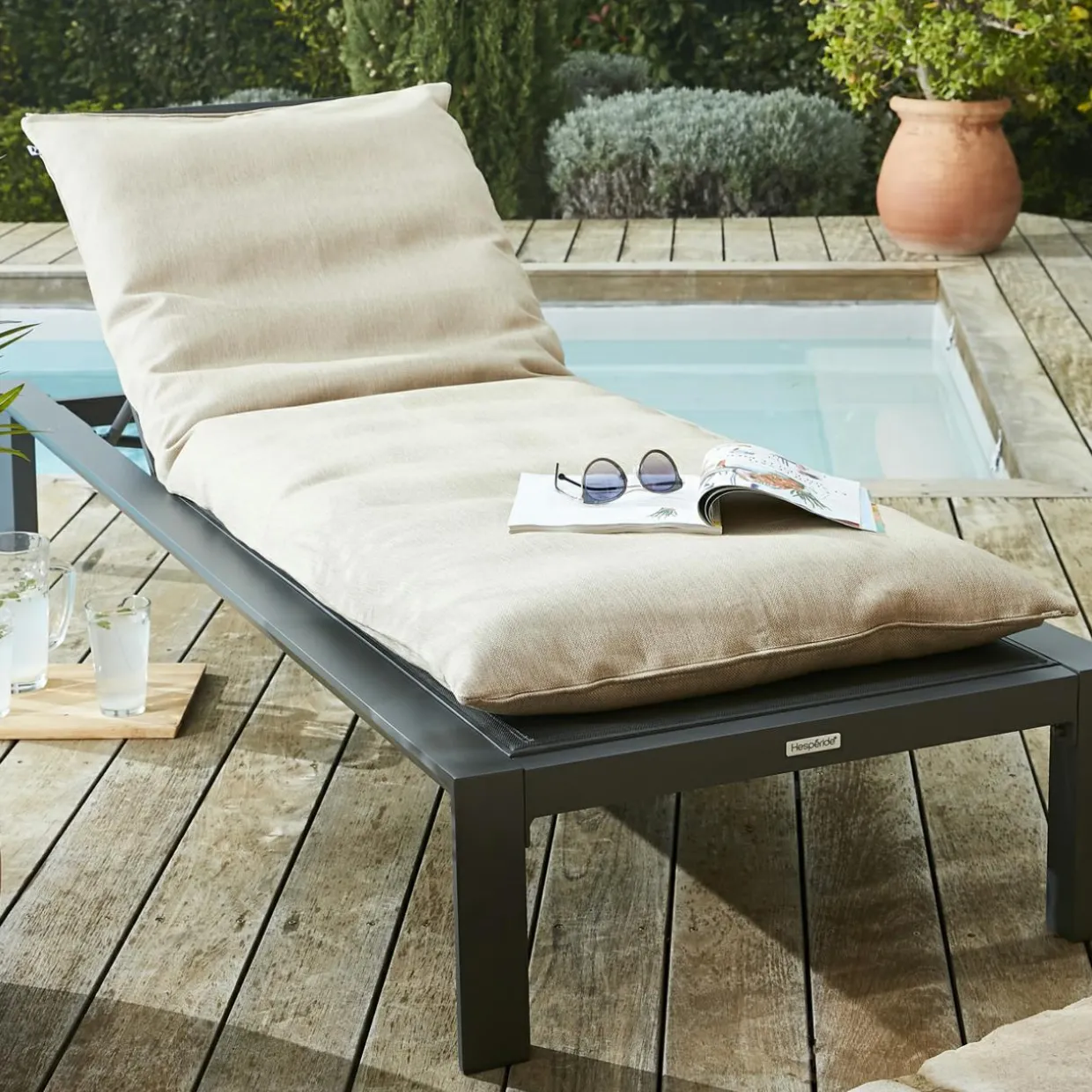 Housse de coussin pour bain de soleil (190 x 70 cm) Naia Beige sable