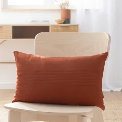 Housse de coussin rectangulaire coton tissé (30 x 50 cm) Léa Terracotta