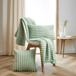 Housse de coussin rectangulaire flanelle (30 x 50 cm) Dune Vert sauge