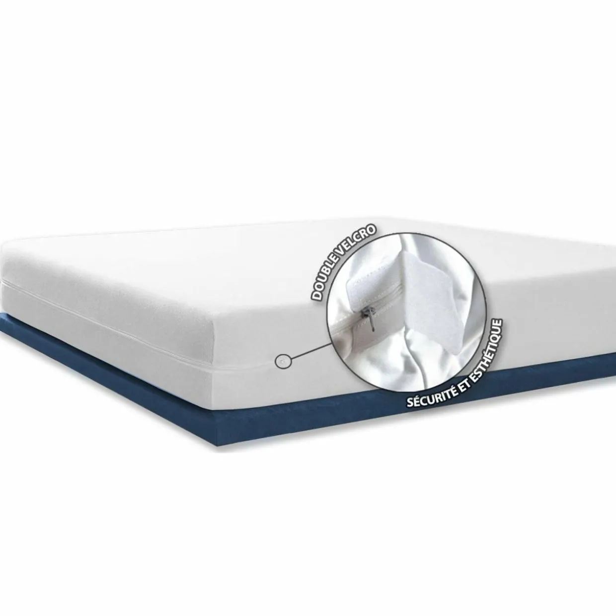 Housse de matelas intégrale anti-punaises de lit (140 x 190 cm) Ombeline Blanche