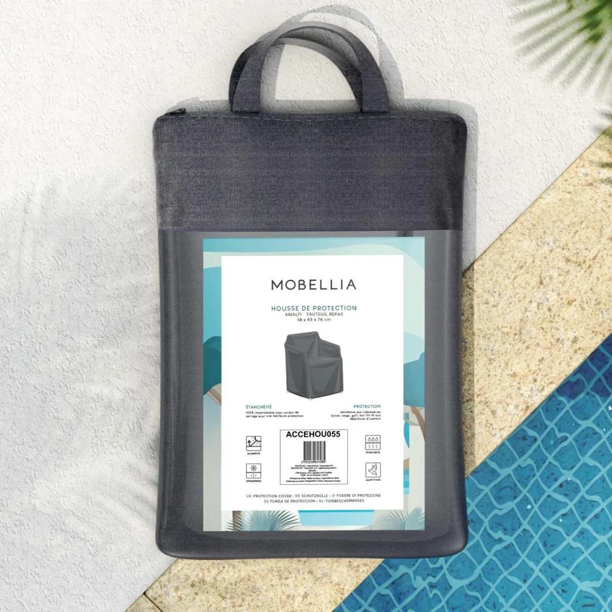 Housse de protection imperméable pour Fauteuil repas (58 x 63 cm) Amalfi Gris