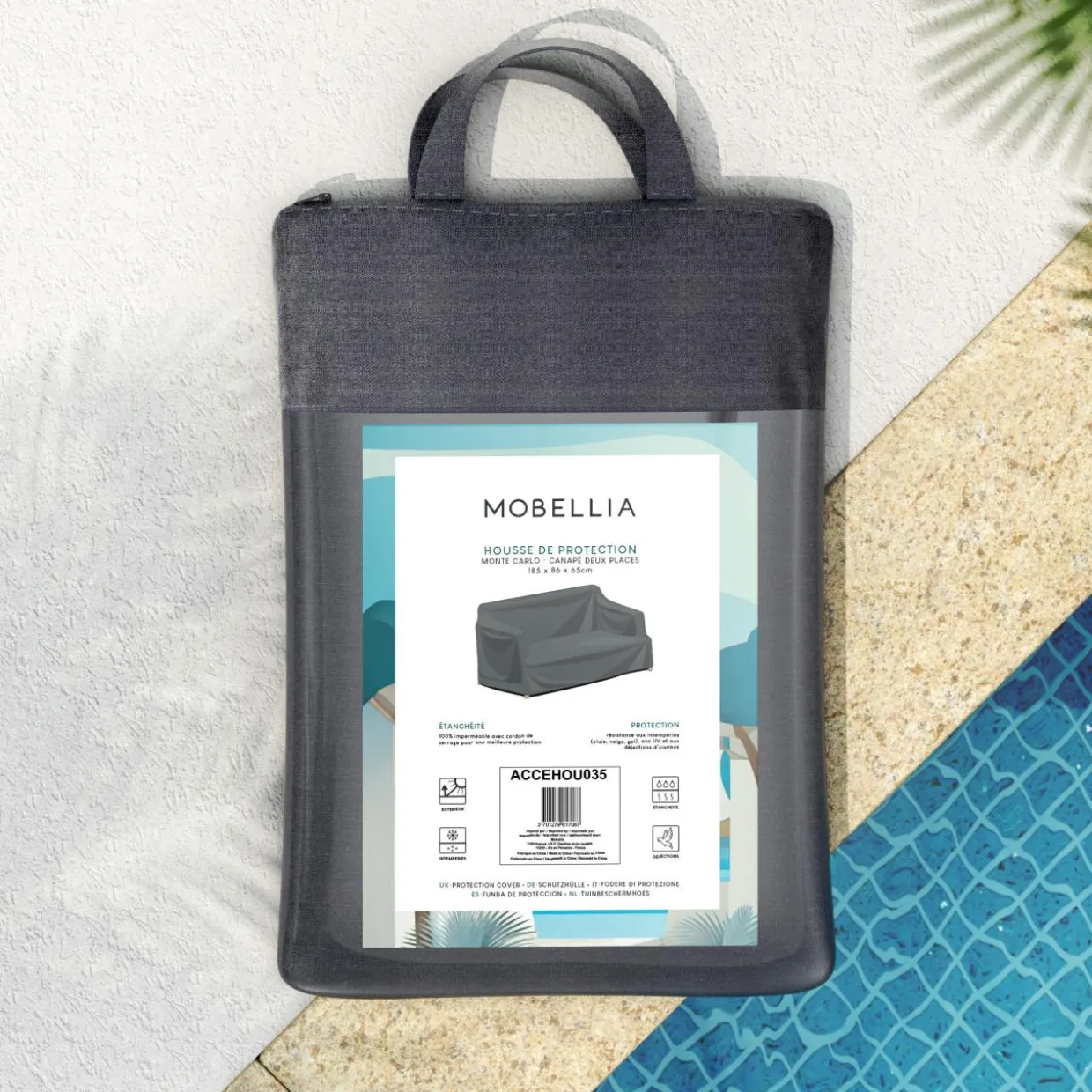 Housse de protection imperméable pour Canapé 2 places (185 x 86 cm) Monte Carlo Gris