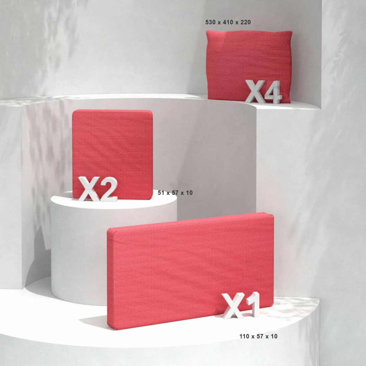 Housses de coussin de remplacement pour salon de jardin Calvi 4 places - Rouge