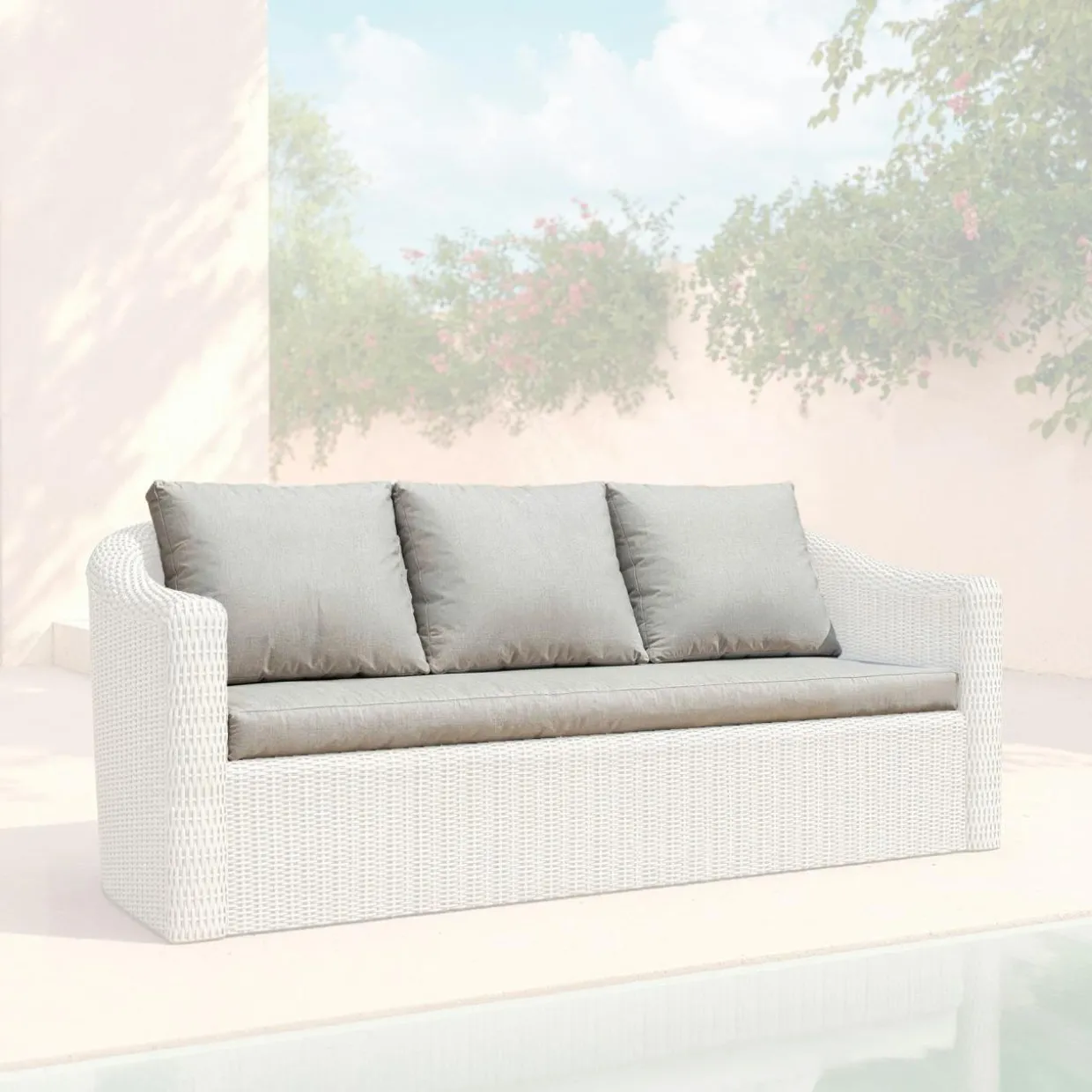 Housses de coussin de remplacement pour Canapé 3 places Calvi Gris clair