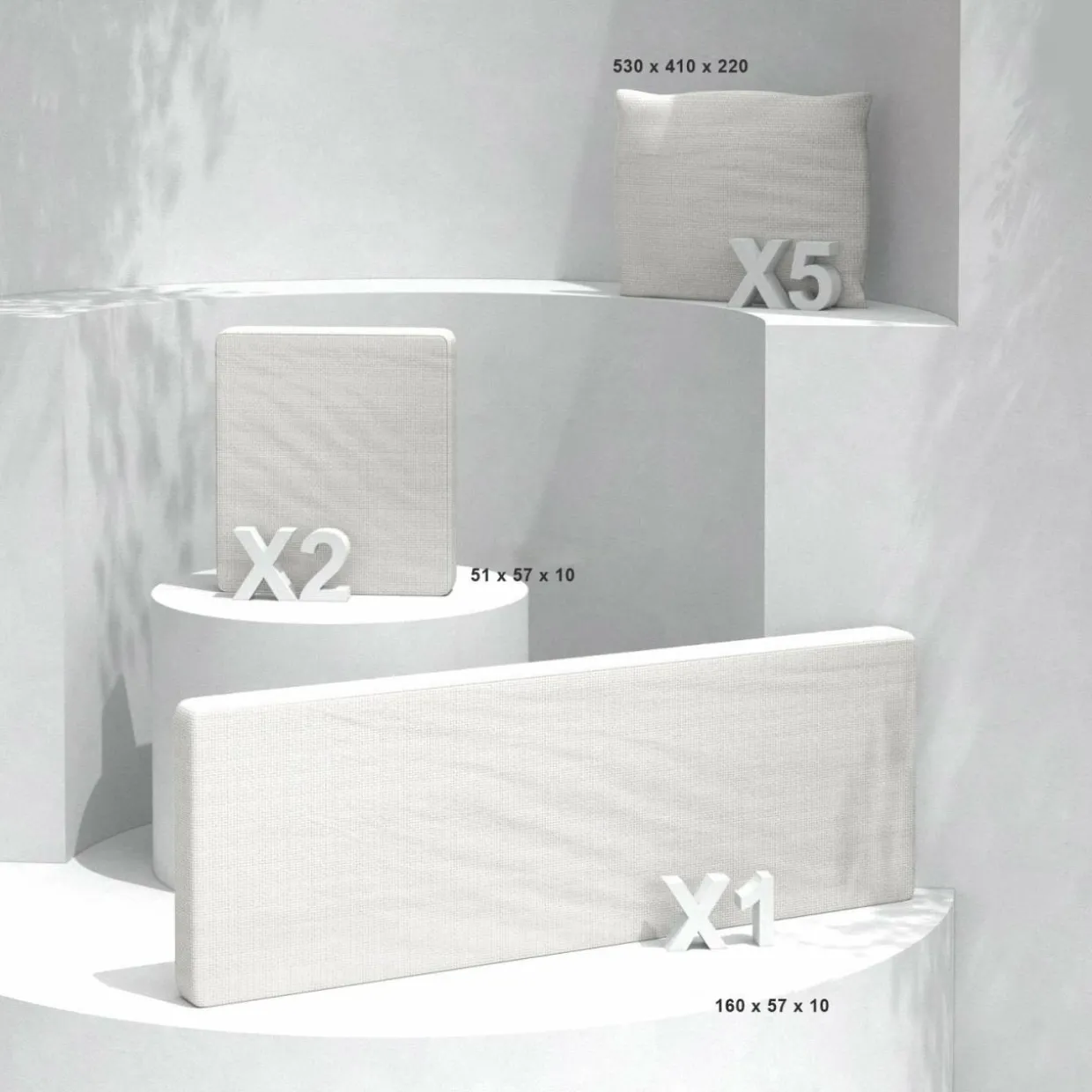 Housses de coussin de remplacement pour salon de jardin Calvi 5 places - Blanc