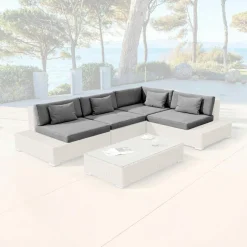 Housses de coussin de remplacement pour salon de jardin 5 places Palma Gris anthracite