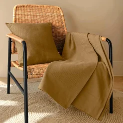 Jeté de lit coton tissé (130 x 160 cm) Léa Camel