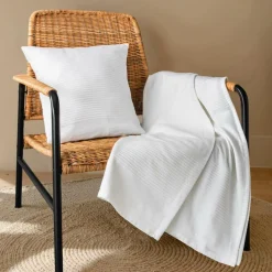 Jeté de lit coton tissé (130 x 160 cm) Léa Blanc