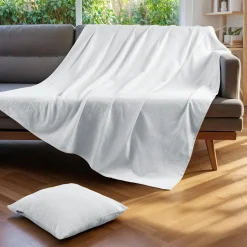 Jeté de lit coton tissé (130 x 160 cm) Léa Blanc