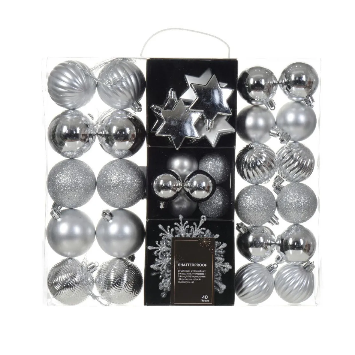 Kit de décoration de Sapin de Noël (40 pcs) Cristal Argent