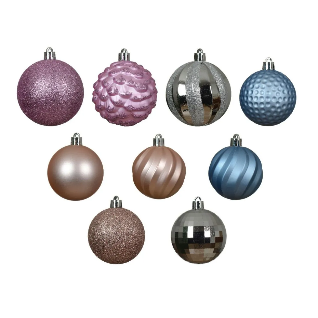 Kit de décoration de sapin de Noël Agéna Bleu glacé, argent et rose