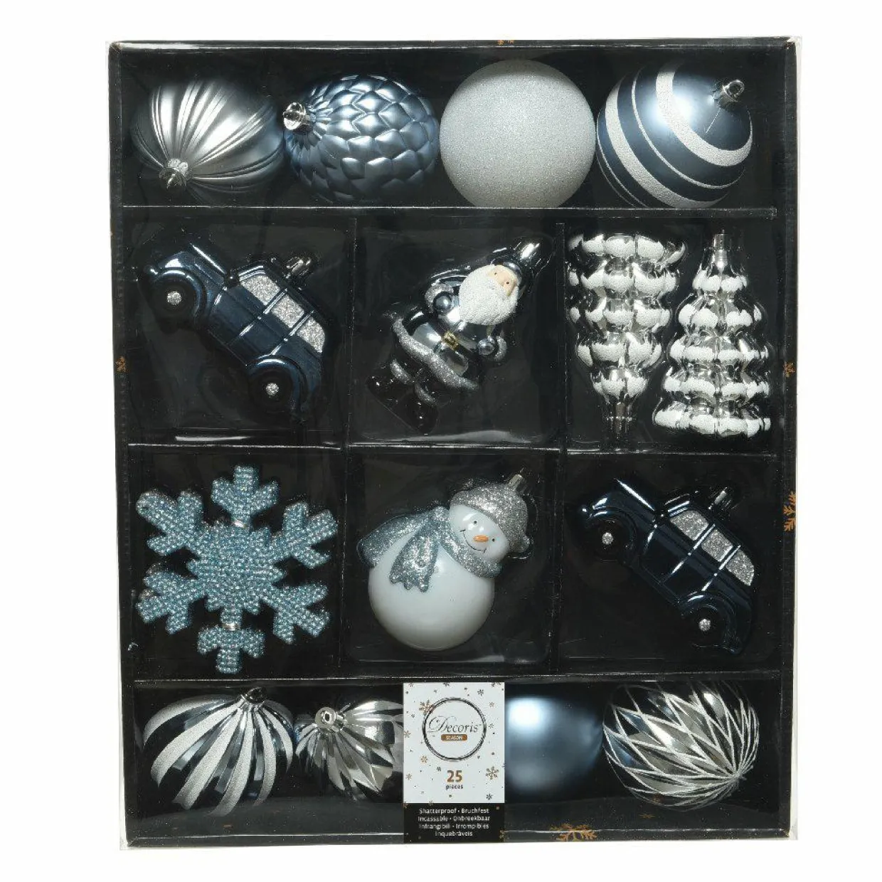 Kit de décoration de sapin de Noël Tradition Bleu clair/Blanc/ Bleu nuit