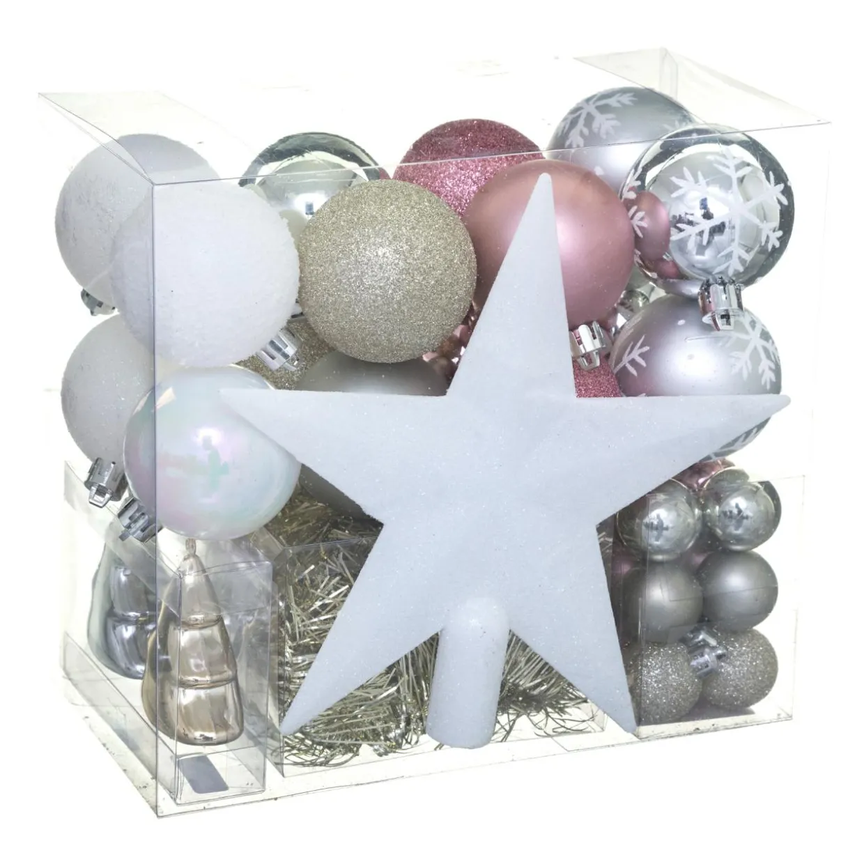 Kit de décoration de sapin de Noël Aspen Blanc/ Rose