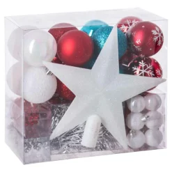 Kit de décoration de sapin de Noël Aspen Blanc / Bleu turquoise