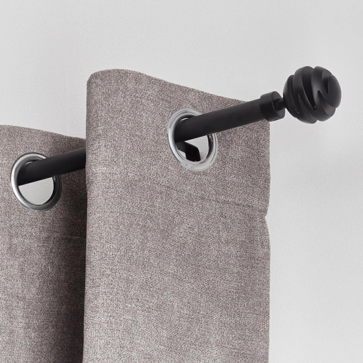 Kit de tringle rideau extensible (L120 - L210 cm / D19 mm) Villalouise Noir mat