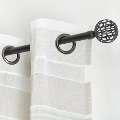 Kit de tringle rideau extensible (L120 - L210 cm / D19 mm) Facette Noir mat