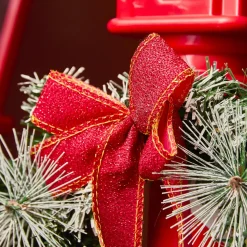 Lampadaire de Noël illuminé et animé 33 LED (H180 cm) Neige tombante Rouge