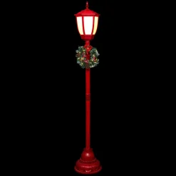 Lampadaire de Noël illuminé (H185 cm) London Rouge et Blanc chaud