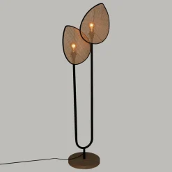 Lampadaire double en rotin (H143 cm) Olme Beige