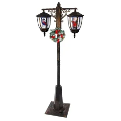 Lampadaire double illuminé 66 LED (H188 cm) Noël Magique Noir