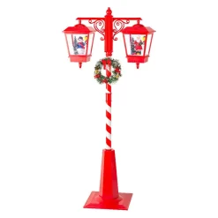 Lampadaire double illuminé 66 LED (H188 cm) Noël Magique Rouge