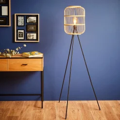 Lampadaire sur trépied bambou (H152 cm) Hanoi Naturel beige