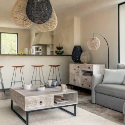 Lampe à poser bois et papier (H35,5 cm) Etel Naturel