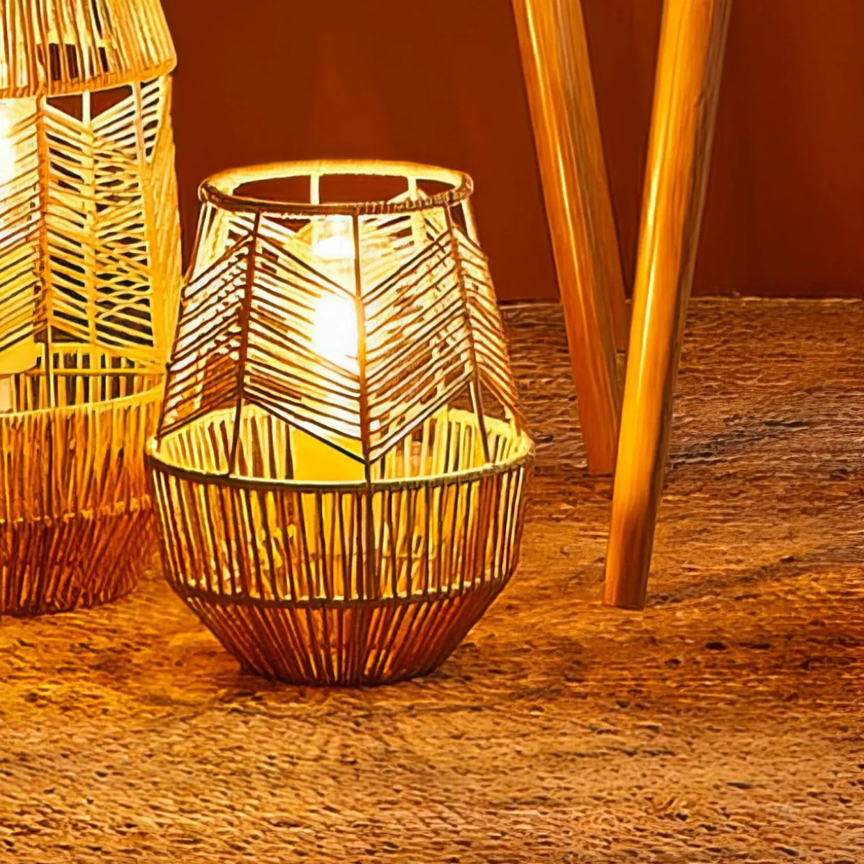 Lampe à poser corde tressée (H26 cm) Ajay Naturel