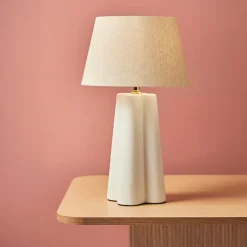 Lampe à poser céramique et coton (H45 cm) Cezanne Blanche