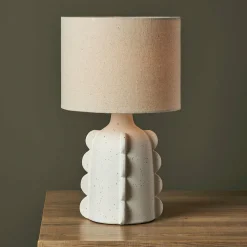 Lampe à poser céramique et lin (H34,5 cm) Aurora Blanche