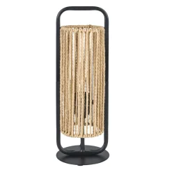 Lampe à poser en Corde et Métal (H37 cm) Tanzanie Noir et beige
