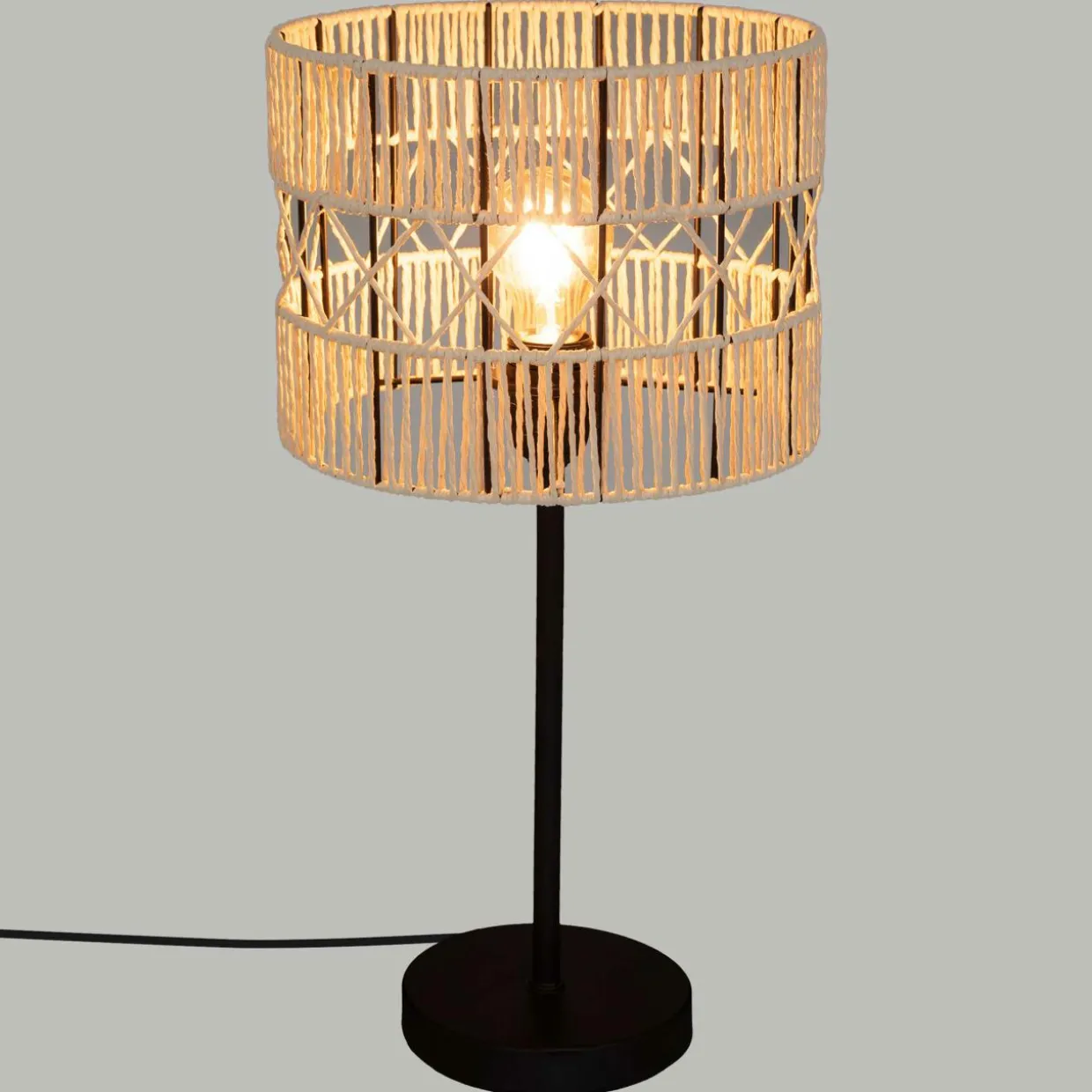 Lampe à poser en corde (H47 cm) Cosy Beige