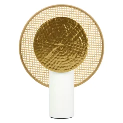 Lampe à poser métal et bambou (H32 cm) Olympe Beige et doré