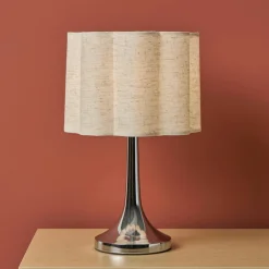 Lampe à poser métal et lin (H33 cm) Tulipe Argent