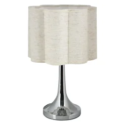 Lampe à poser métal et lin (H33 cm) Tulipe Argent