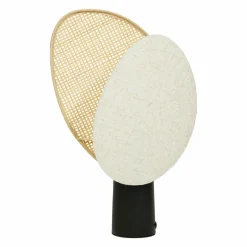 Lampe à poser rotin et lin (H40 cm) Almeria Beige