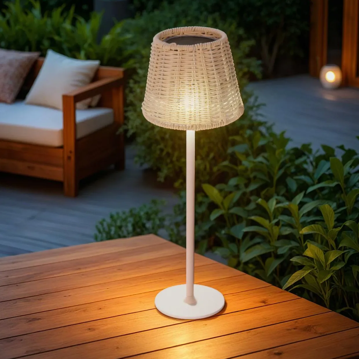 Lampe de table extérieure solaire LED (H38 cm) Marylebone Blanc