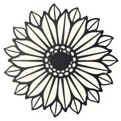 Lampe murale solaire en métal (D37 cm) Tournesol Noir et blanc chaud