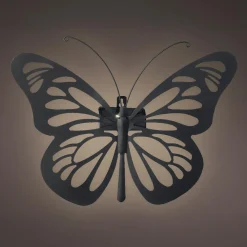 Lampe murale solaire en métal (H26,5 cm) Papillon Noir
