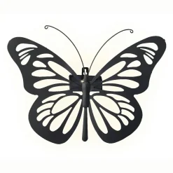 Lampe murale solaire en métal (H26,5 cm) Papillon Noir