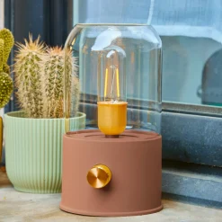 Lampe tempête sans fil rechargeable USB (H20 cm) Terracotta