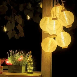 Lanterne chinoise solaire (D20 cm) Papier Blanc chaud