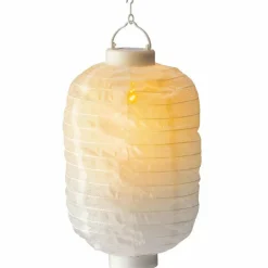 Lanterne chinoise solaire LED (D20 cm) Cylindre effet flamme Blanc chaud