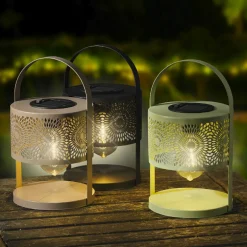 Lanterne solaire de table (H22,5 cm) à LED Vert clair