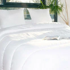 Lot Couette chaude anti-acariens (260 x 240 cm) + 2 Oreillers (60 x 60 cm) Comète Blanche